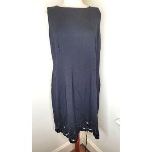 Talbots Womens Black Sleeveless Dress Floral Embroidery 16 cocktail wedding